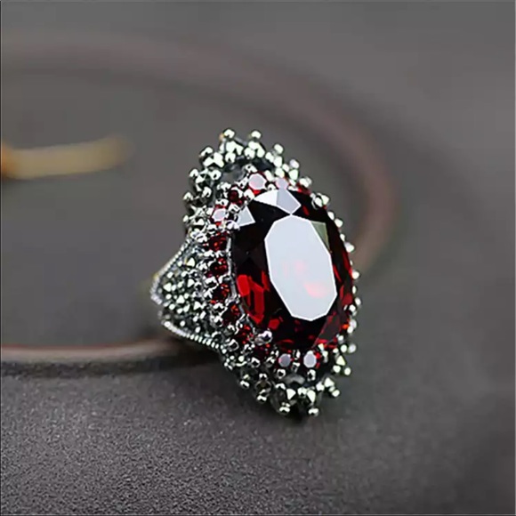 Sterling Silver Red Crystal Party CZ Ring female - Picture 3 of 5